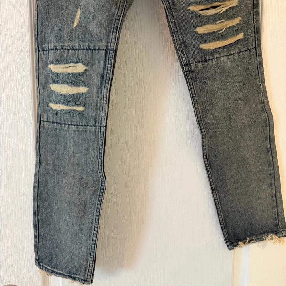 PacSun Stacked Skinny Vertical Stretch Distressed Blue Jeans size 29x30